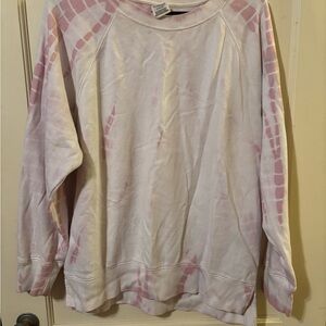 PINK Victoria's Secret White and Pink Sweatshirt